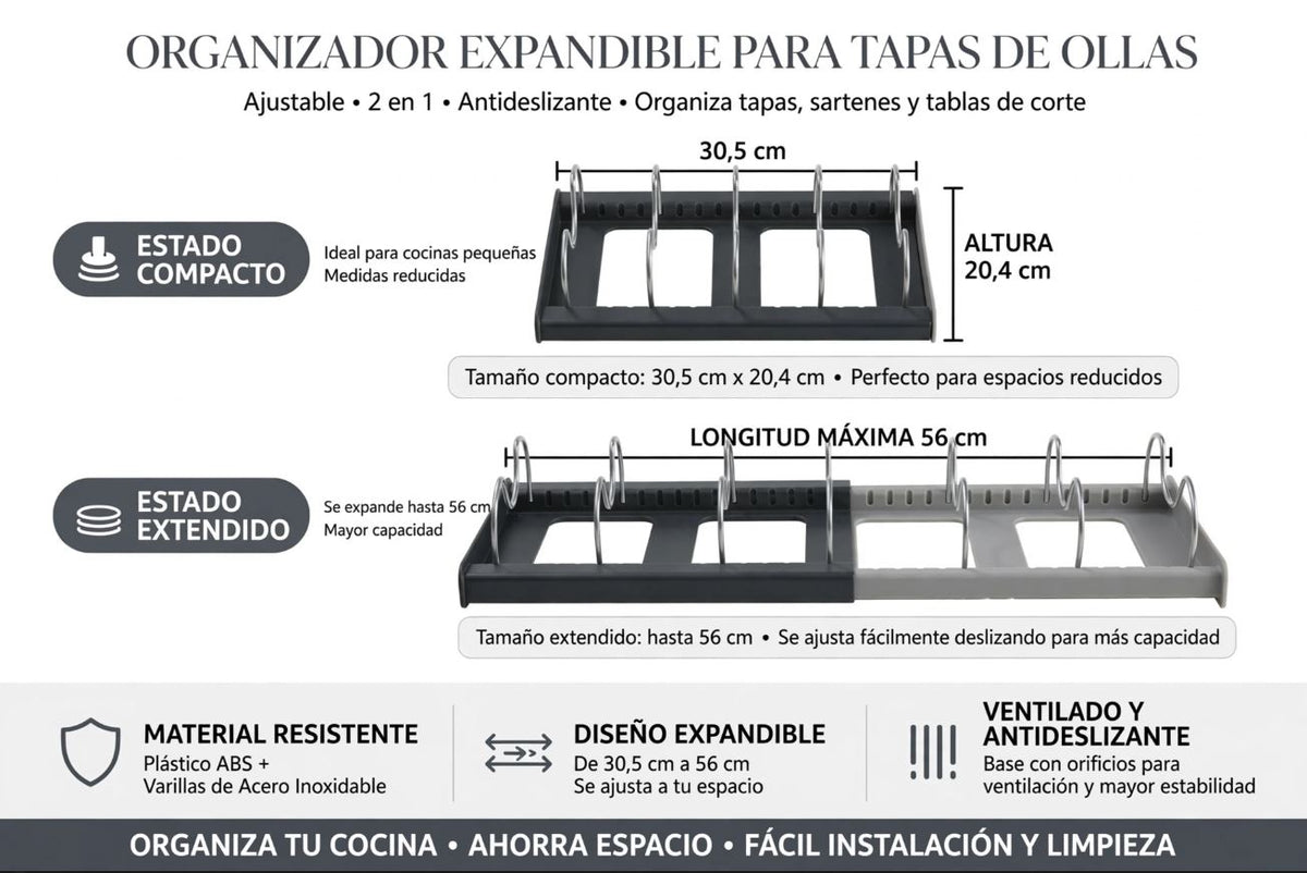 Organizador Sartenes y Tapas Extensible